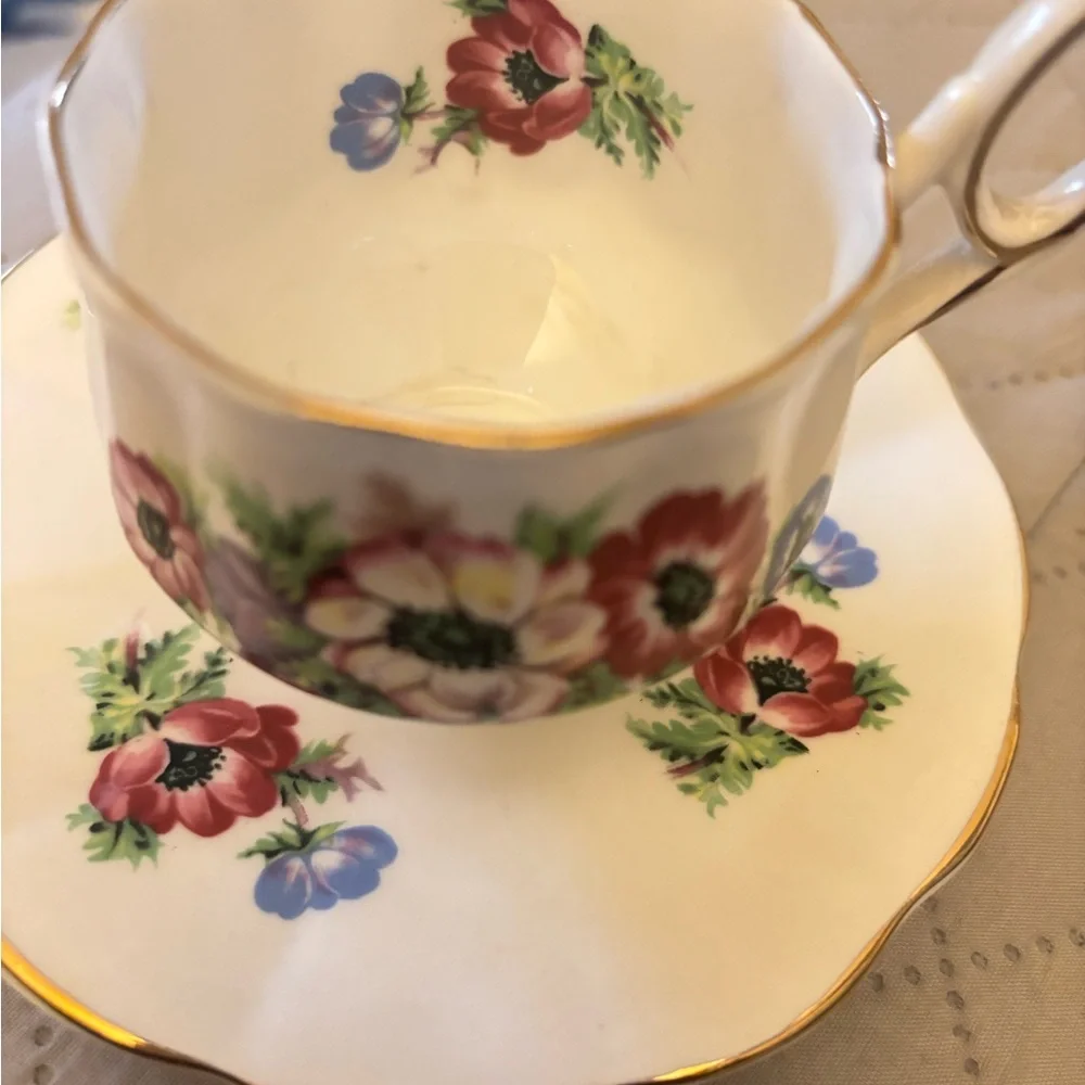 Royal Victoria Vintage Floral Bone China Teacup and Saucer - made in England